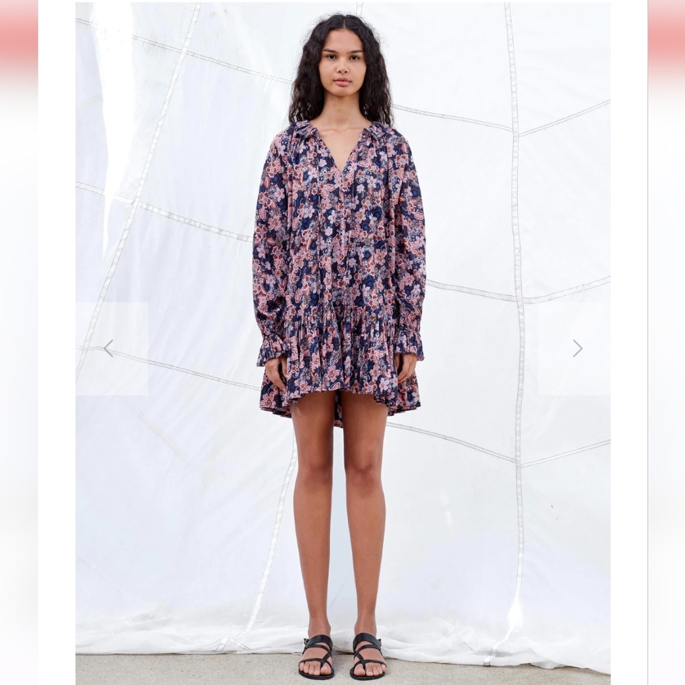 Sundry Oceana Dress Size 1 Navy and Pink Floral Size Small NWOT Anthropologie - Picture 3 of 6